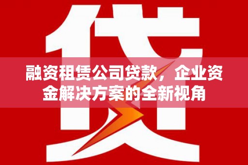 靖边融资租赁公司贷款，企业资金解决方案的全新视角