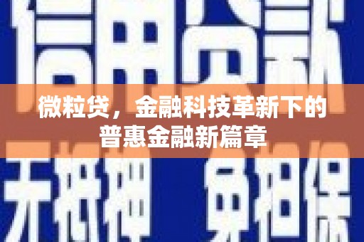睢宁微粒贷，金融科技革新下的普惠金融新篇章