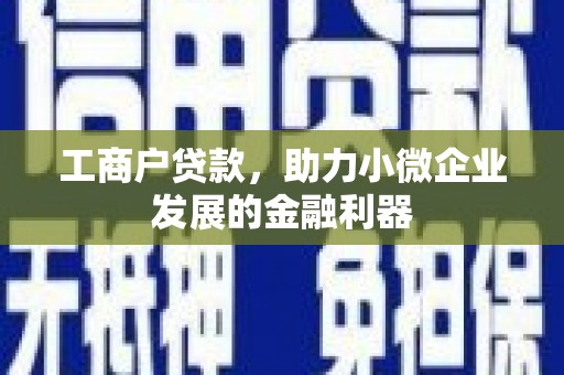 咸宁工商户贷款，助力小微企业发展的金融利器