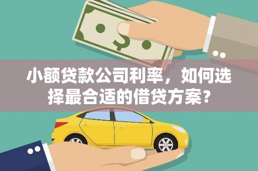 五股小额贷款公司利率，如何选择最合适的借贷方案？